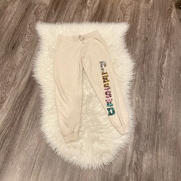 Love Republic Cream Sequins “Blessed” Jogger/Sweatpants Size S 7-8 - Picture 3 of 5
